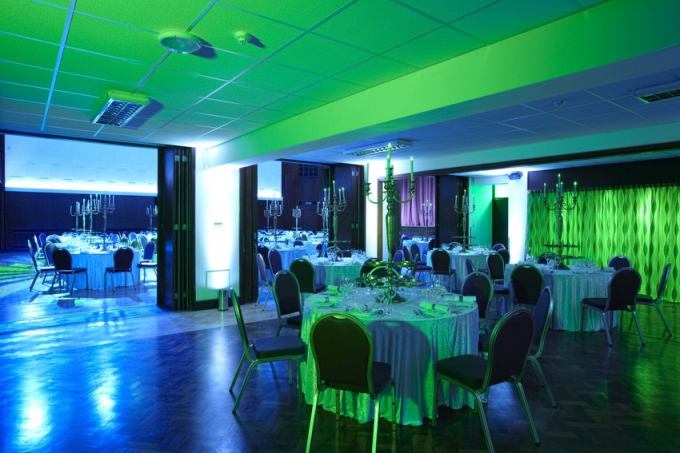 Ante room - blue/green theme with tables