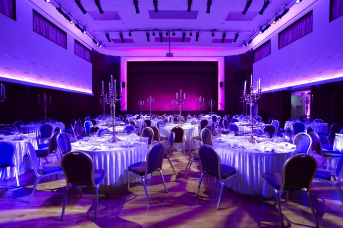 Assembly hall - purple dining theme, without chair covers